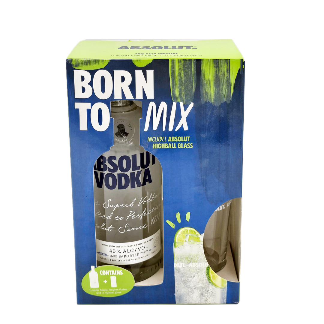 Absolut Vodka | Born to Mix (1L) with Highball Glass