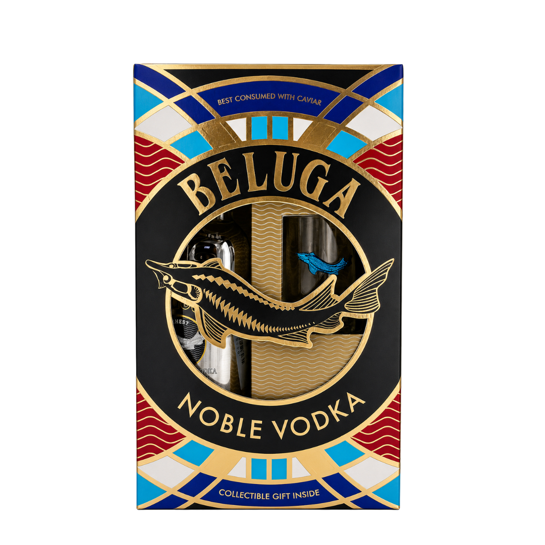 Beluga Vodka | Noble 1L With Rocks Glass (Collectible Gift Set)