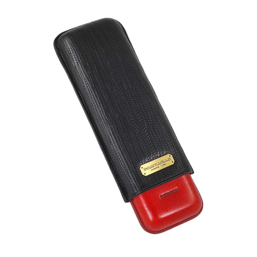Partagas | SERIES Leather Case - Black &amp; Red - 2 Cigars