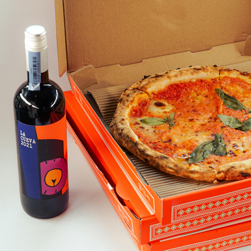 A Margherita Fior Di Latte Pizza & 1 Bottle of Red Wine - Bundle | Wine & Food - Buy online with Fyxx for delivery.