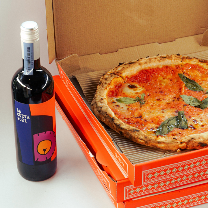 A Margherita Fior Di Latte Pizza & 1 Bottle of Red Wine - Bundle | Wine & Food - Buy online with Fyxx for delivery.