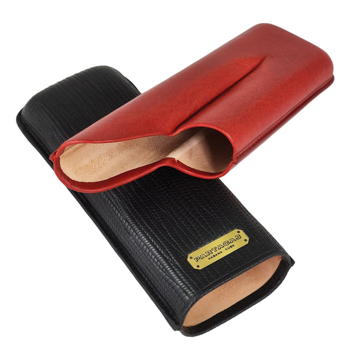 Partagas | SERIES Leather Case - Black &amp; Red - 2 Cigars