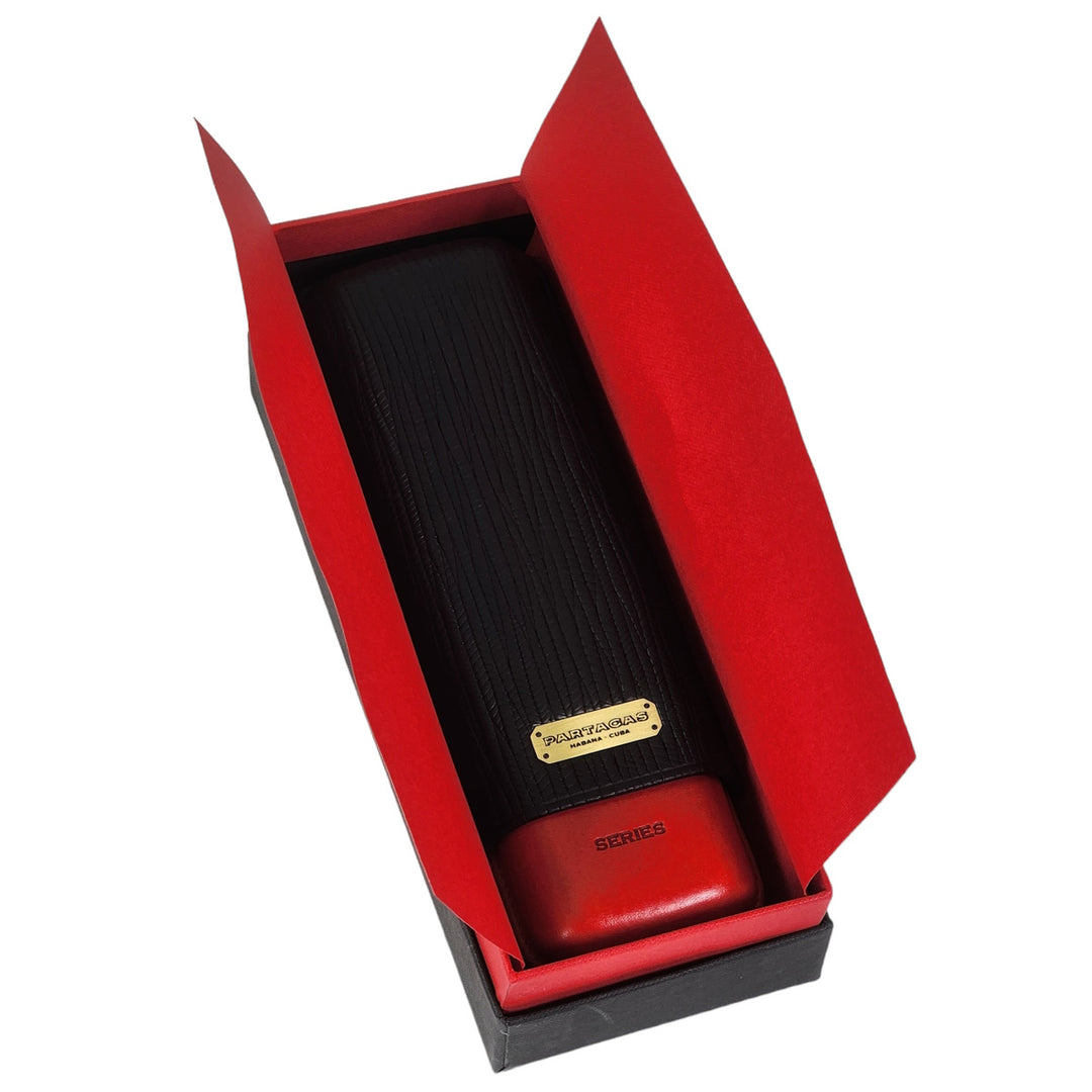 Partagas | SERIES Leather Case - Black &amp; Red - 2 Cigars