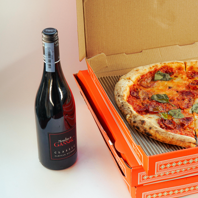 A Diavola Pizza  & 1 Bottle of Red Wine - Bundle | Wine & Food - Buy online with Fyxx for delivery.